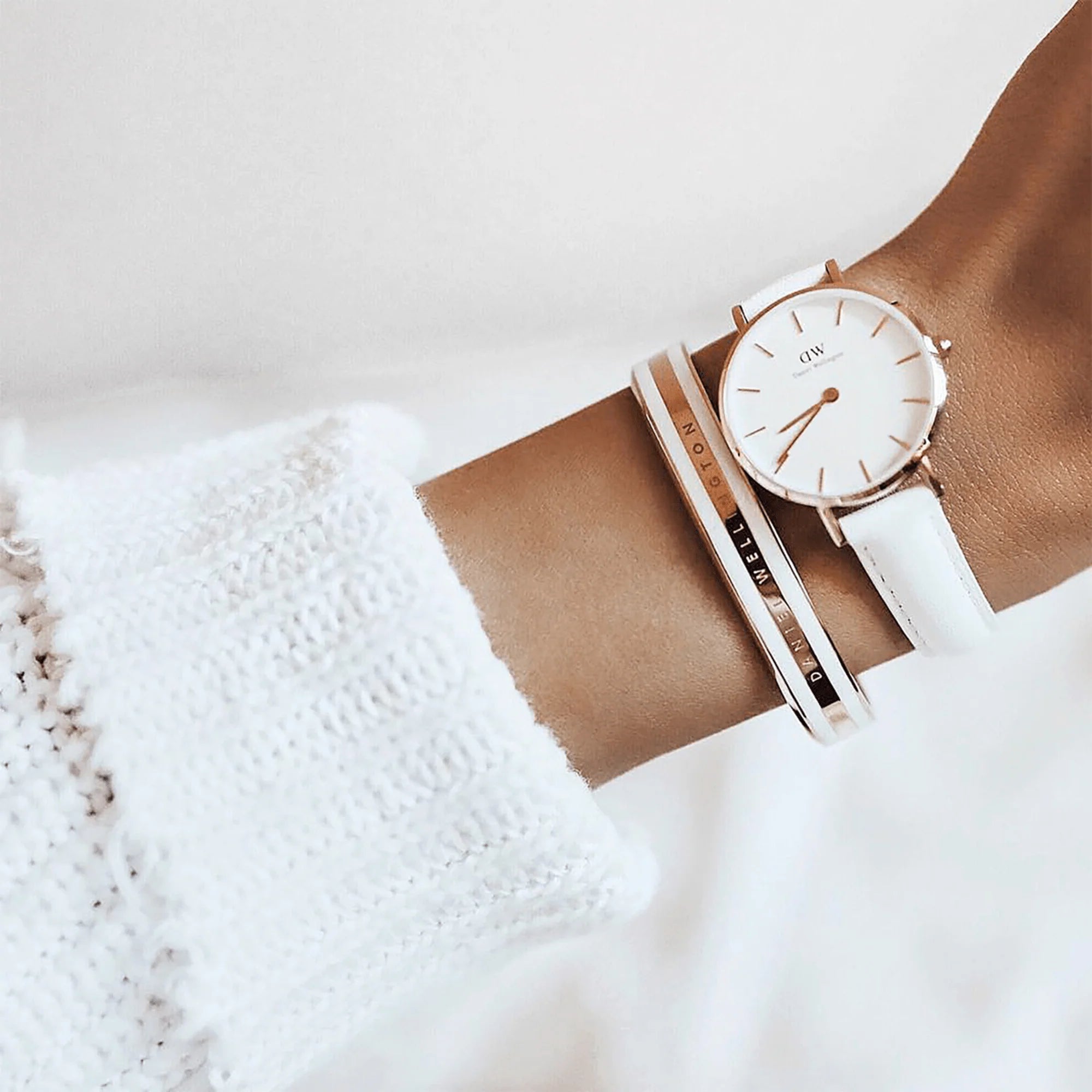Emalie Bracelet Rose Gold / Satin White - DW00400007